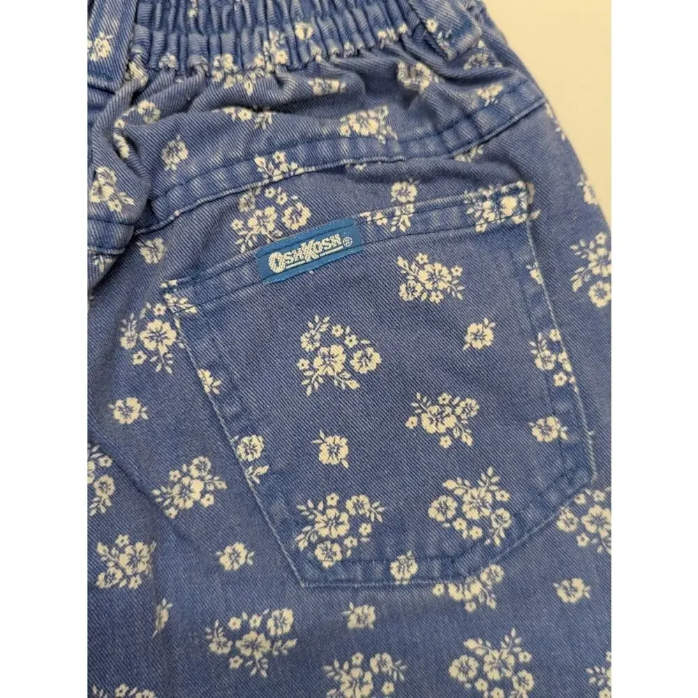 Vintage Oshkosh B’gosh Girls Denim Floral Elastic waistband Pants Child Sz 6